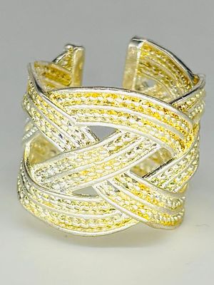 טבעת כסף 925 משובצת, מידה 8.5, מתרחבת, חתומה