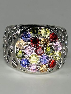 טבעת כסף 925 משובצת, מידה 7.5, חתומה