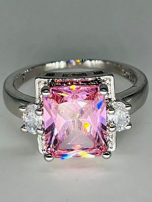 טבעת כסף 925 משובצת, מידה 7, חתומה