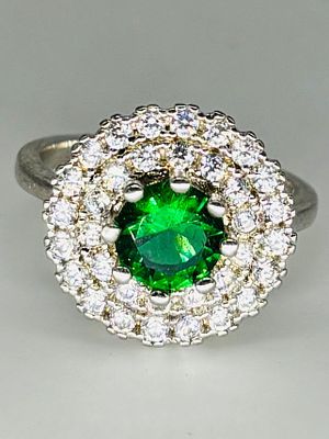 טבעת כסף 925 משובצת, מידה 6, חתומה