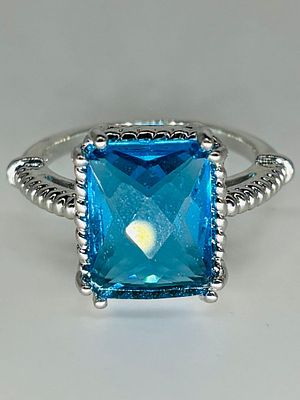 טבעת כסף 925 משובצת, מידה 7, חתומה