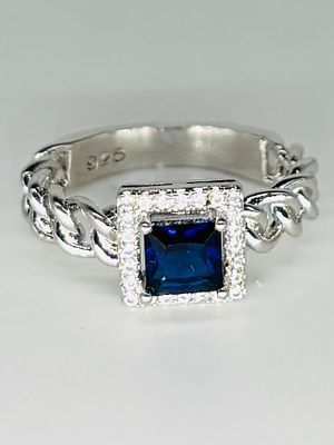 טבעת כסף 925 משובצת, מידה 6, חתומה