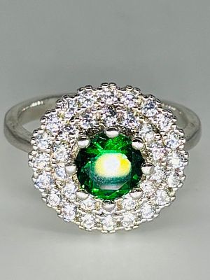 טבעת כסף 925 משובצת, מידה 7, חתומה