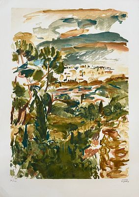 ליאון אנגלסברג 
"נוף" 
ליטגורפיה ישנה ואיכותית 
חתום וממוספר ביד האמן