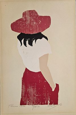 יעקב פינס 
הכובע האדום 
ליטוגרפיה ישנה ואיכותית 
חתום וממוספר ביד האמן.