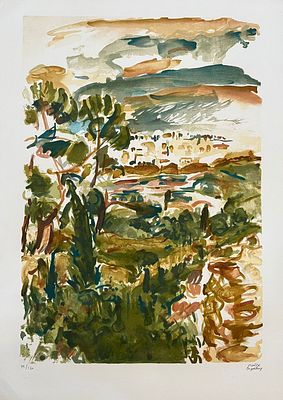 ליאון אנגלסברג 
"נוף" 
ליטגורפיה ישנה ואיכותית 
חתום וממוספר ביד האמן