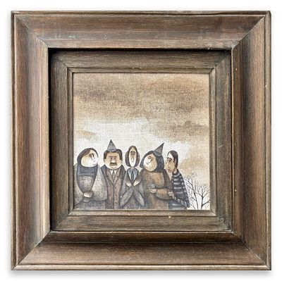 אביגיל יורש, שמן על בד צרפתי, 43x43 ס״מ כולל המסגרת, חתום