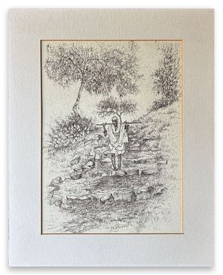 דליה ברנשטיין, דיו על נייר, לא ממוסגר עם פספרטו, 40x32 ס״מ כולל הפספרטו, חתום