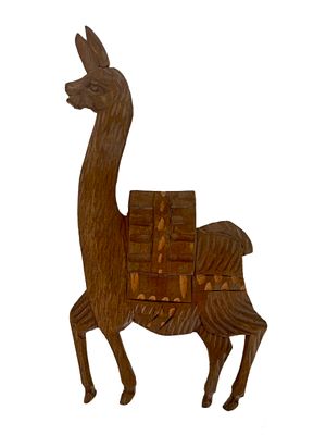 פסל אלפקה לתליה, עץ, 35x19 ס״מ