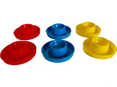 לוט 6 מעמדי ביצה רכה משנות ה60, פלסטיק, 8.5x3 ס״מ