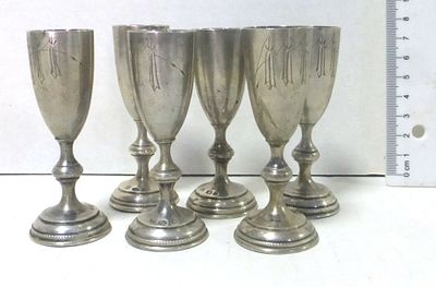 Six small silver 800 cups. Poland, the 1920's, total 147 gm