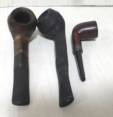 Three pipes made of briar wood