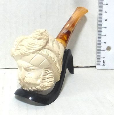 Pipe made of carved meerschaum. Turk's head (new was not in use)