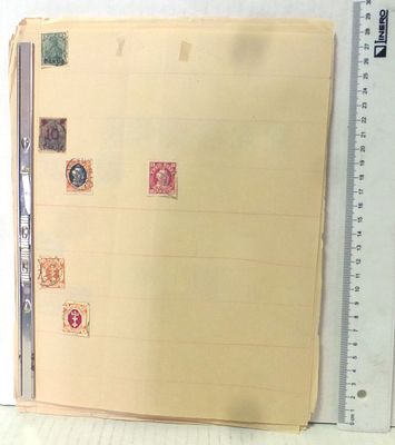 Folder with collection of stamps from around the world. most cancelled, hinged, mid 19th century 