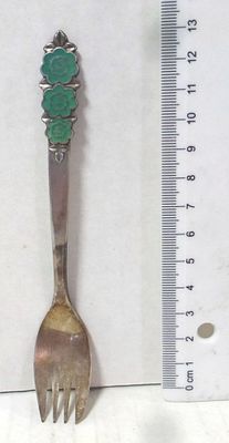 Silver 916 fork with enamel flowers. Soviet Russia, 22 gm