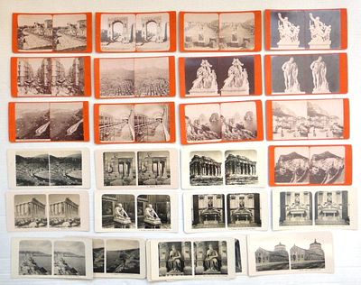 30 stereoscope photographs, by G. Brogi, Florence,. French publ., showing antiquities and 