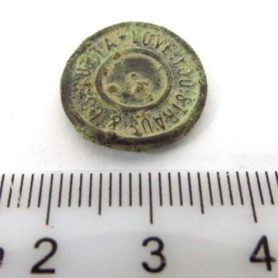 Segment of a Jeans button, late 19th c, by Levy & Co, USA