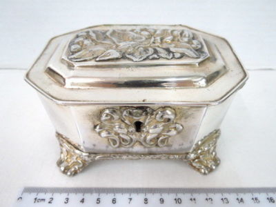 Silver plated tea box, by Fraget Warszawa