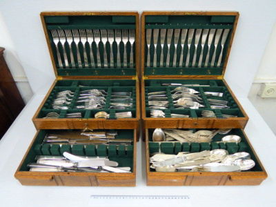 Silver plated cutlery for 12, in two cutlery cases