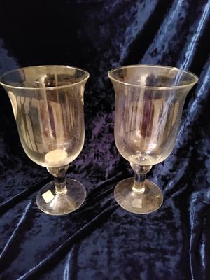 Set of two Polish glass goblets. Set of two clear glass goblets, made in Poland, featuring a 