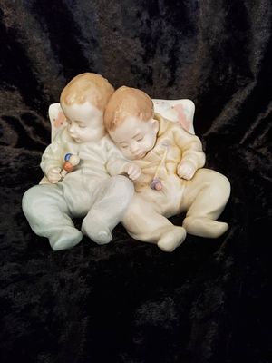 Lladro Porcelain Figurine of Sleeping Babies. Lladro porcelain figurine depicting two sleeping 
