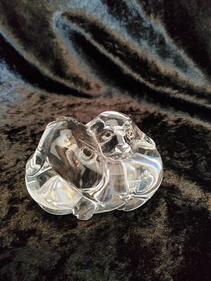 Steuben Crystal Figurine “Puppy Love" Hand Cooler. Steuben crystal figurine depicting a small 