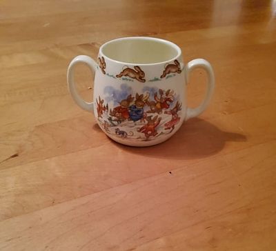 Royal Doulton Bunnykins Double-Handled Cup. Royal Doulton Bunnykins double-handled ceramic cup 