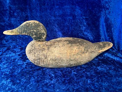 Hand-Carved Wooden Duck Decoy Multi-Toned Vintage Style Weathered Patina. Hand-carved wooden 