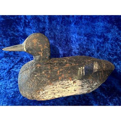 Hand-carved Wooden Duck Decoy Distressed Multi-tone Finish Hand-carved with Wooden Keel. Hand-car 