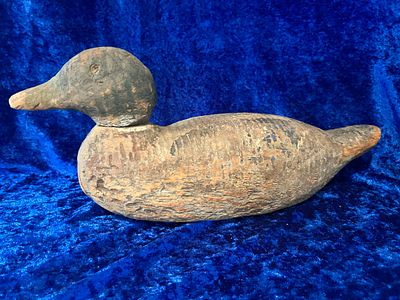 Carved Wood Duck Decoy Multi-Toned Folk Art Style Antique. Antique carved wood duck decoy with a 
