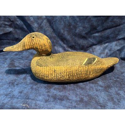 Hand-Carved Wooden Duck Decoy Multi-Toned Brown Antique Rustic Style. Hand-carved wooden duck 