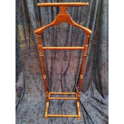 Wooden Valet Suit Stand Classic Style Rich Brown Finish Contoured Hanger. Classic wooden valet 