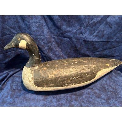 Hand-Carved Wooden Decoy Canada Goose Black White Signed IRA HOSSA. Vintage hand-carved wooden 
