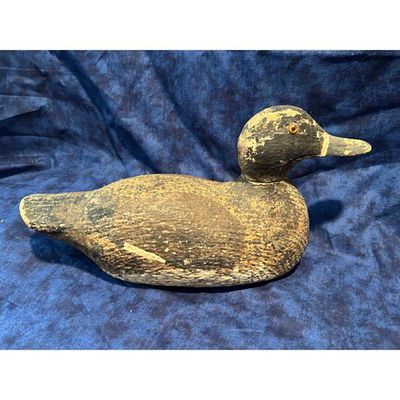 Wooden Duck Decoy Hand-Carved Brown Black Body Antique Style Signed IY. Hand-carved wooden duck 