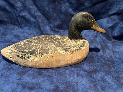 Folk Art Decoy Brown Tan Wooden Duck Hand-Carved Vintage. Vintage hand-carved wooden duck decoy 