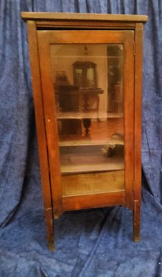 Vintage Wood Display Cabinet Glass Door Shelves Dark Brown Finish. Vintage wood display cabinet 