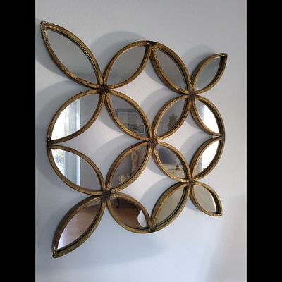 Mirror Wall Decor, Accent Mirror, Decorative - Gold Finish. Mirror wall decor features metal 