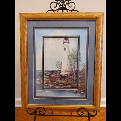 Sherri Masters Framed Lighthouse Print - Matted, Wood Frame. Home decor item featuring a framed 