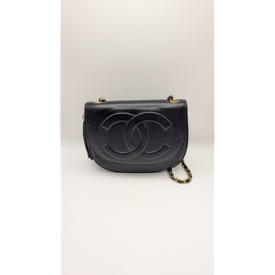 Chanel Handbag - Black Leather, Chain Strap. Description: Chanel black leather handbag with 