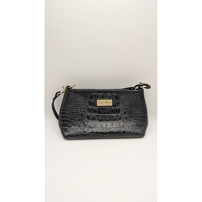 Brahmin Handbag, Black, Leather, Crocodile Embossed. Description: Black Brahmin handbag in 