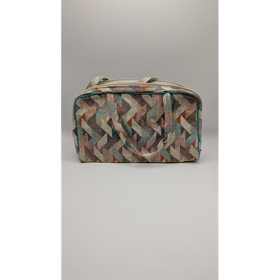 Celebrity Cosmetic Travel Bag - Geometric Pattern, Zip Closure. Description: Multi-color 