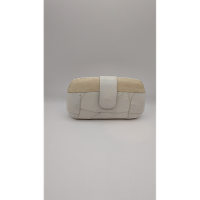 Patchwork Clutch, White Leather, Unique Design. Description: White leather clutch with a 