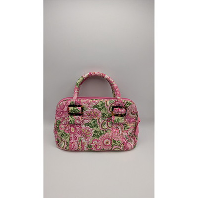 Handbag - Floral Pattern, Pink & Green. Description: Pink and green floral fabric handbag. 