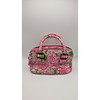 Handbag - Floral Pattern, Pink & Green. Description: Pink and green floral fabric handbag. Image - 1