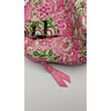 Handbag - Floral Pattern, Pink & Green. Description: Pink and green floral fabric handbag. Image - 2