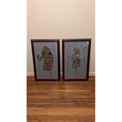 Wayang Kulit Shadow Puppets Framed Art - Indonesian Theater Art. Description: Framed Wayang 
