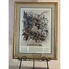 Home Decor - Gold Floral Print. Vintage-style framed botanical print, "Fleurs du Sud, " Image - 1