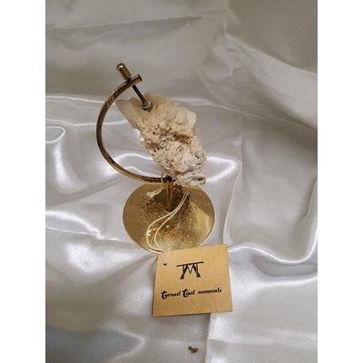 Decorative Mineral Specimen Pink Selenite Crystal Cluster Brass Stand Off-WhitePink by Ternail 