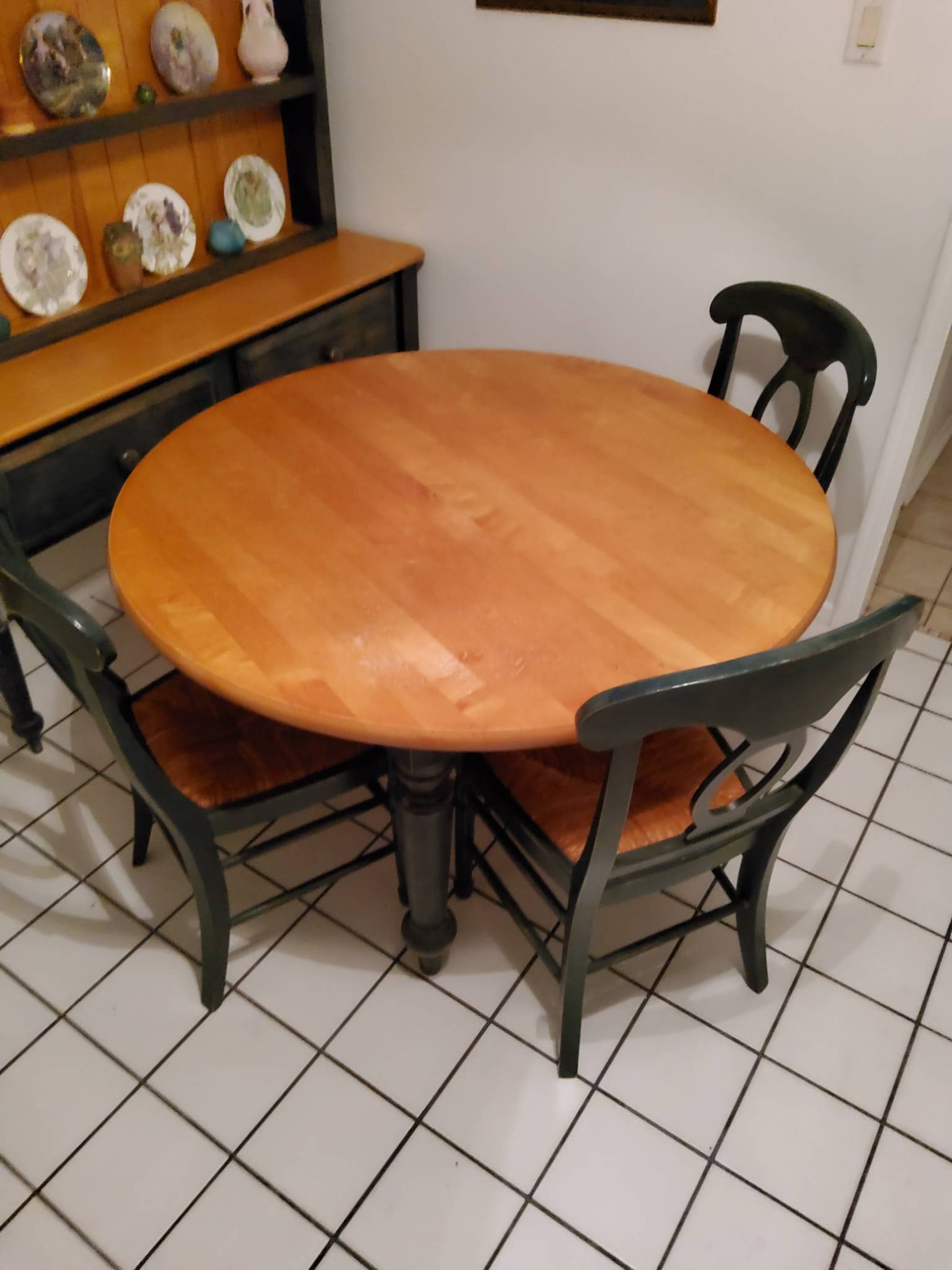 Round Wooden Dining Table with 3 Chairs
