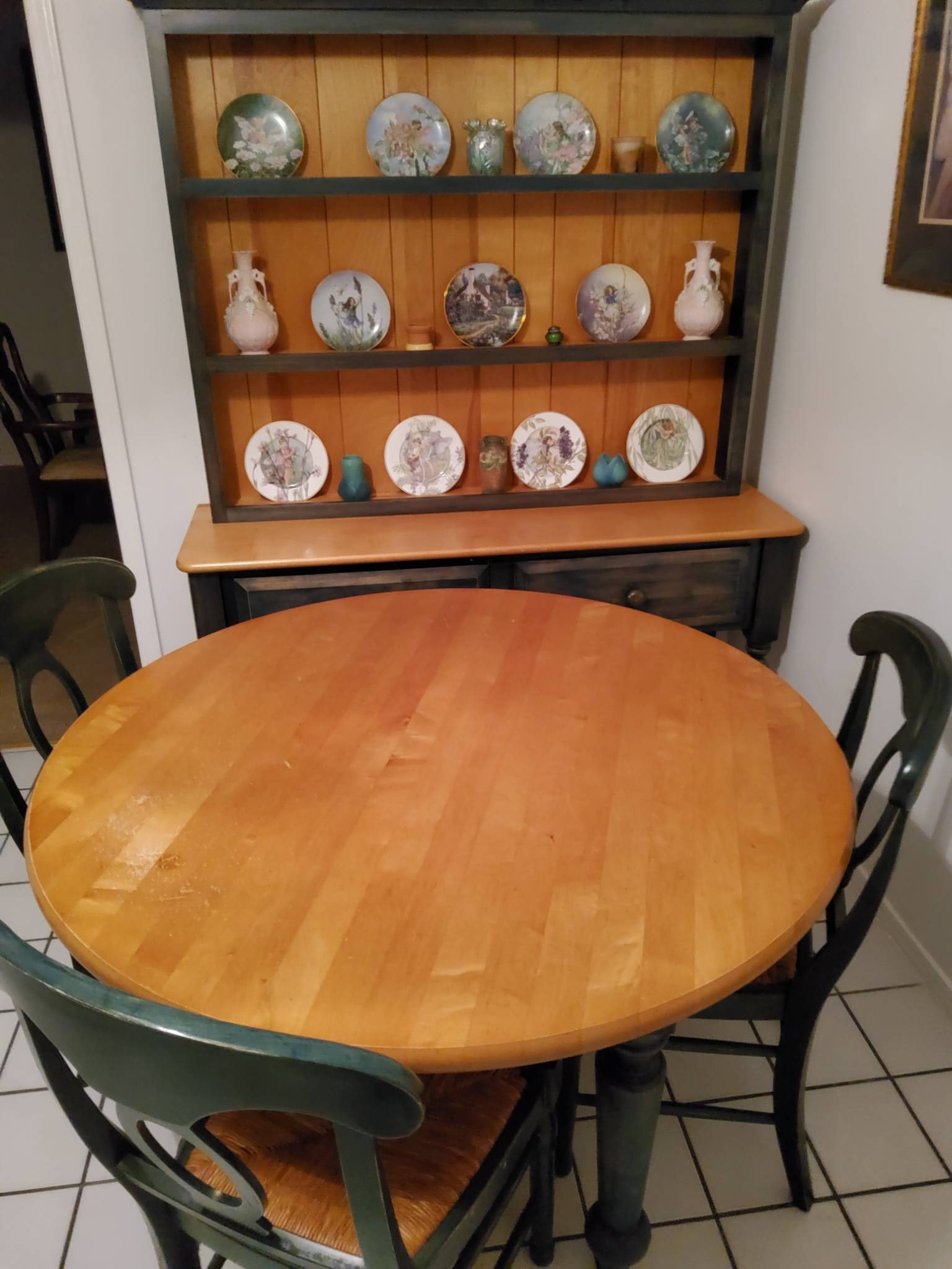 Round Wooden Dining Table with 3 Chairs